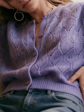 {NWOT} Lavender Boutique Cardigan Sweater Small Mohair